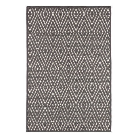 Diamond Handwoven Indoor/Outdoor Custom Rug | Graphite/Ivory
