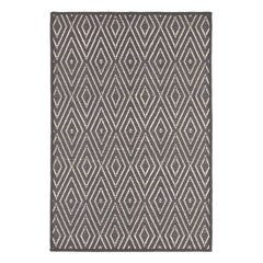 Diamond Handwoven Indoor/Outdoor Custom Rug | Graphite/Ivory