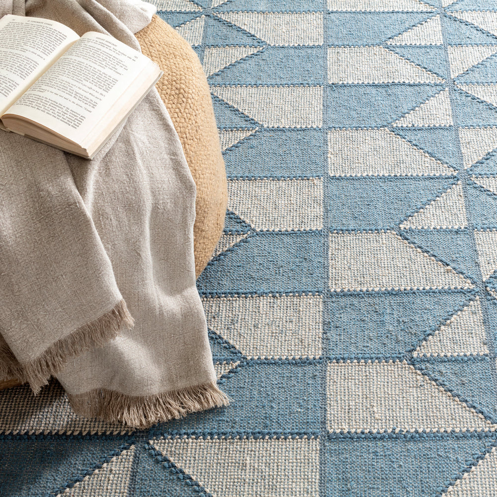 Ojai Hand Loom Knotted Cotton Rug | Blue