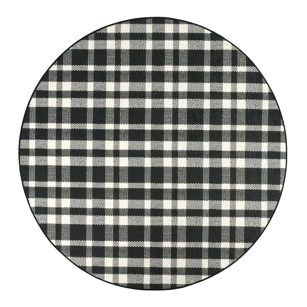Houston Plaid Machine Washable Rug | Black