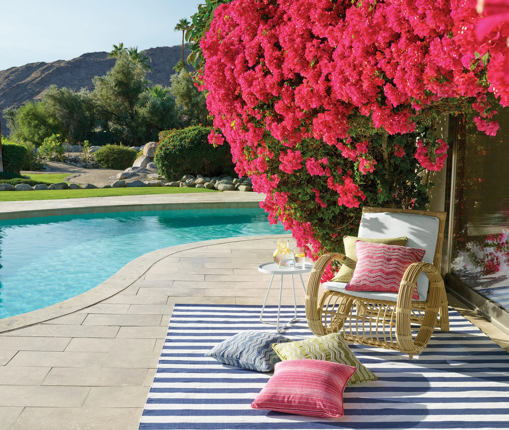 Catamaran Stripe Handwoven Indoor/Outdoor Rug | Denim/White
