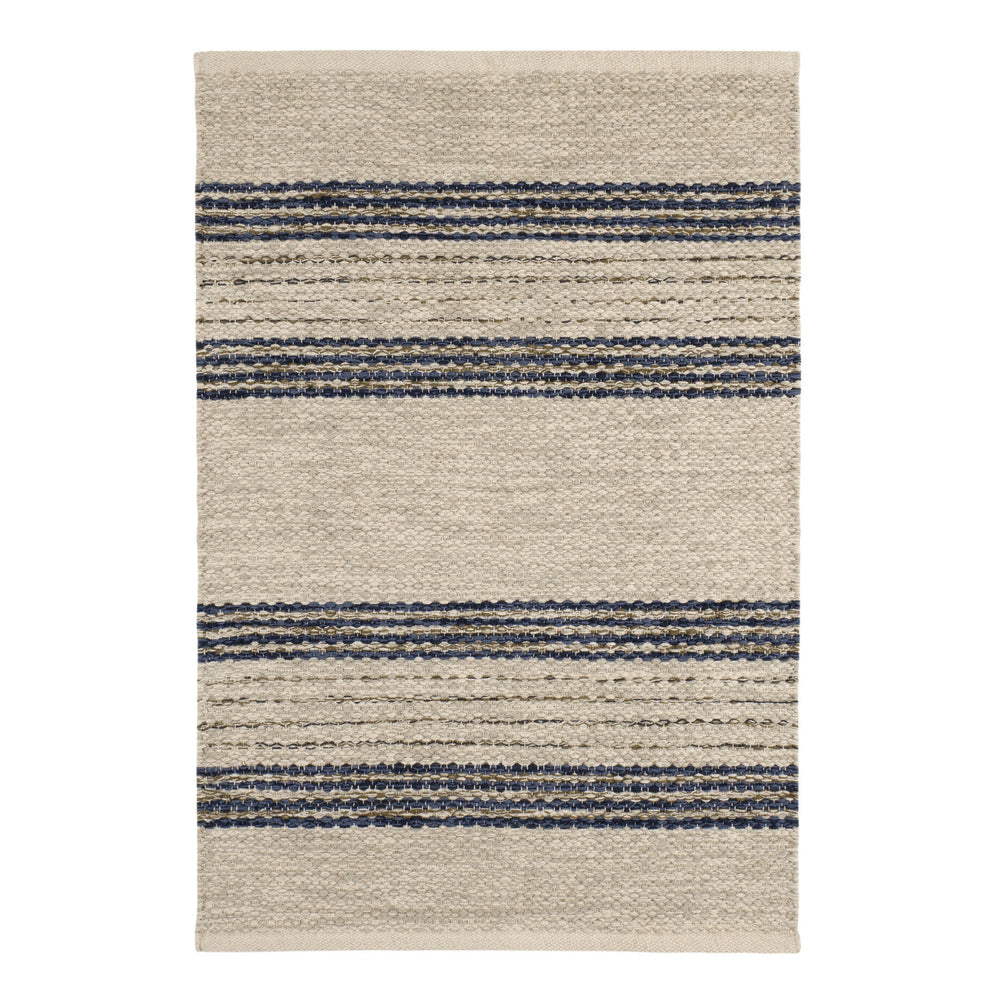 Cielo Stripe Handwoven Cotton Rug | Navy