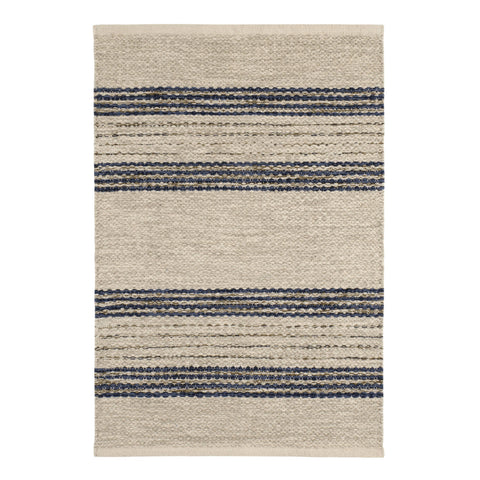 Cielo Stripe Handwoven Cotton Rug | Navy