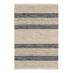 Cielo Stripe Handwoven Cotton Rug | Navy