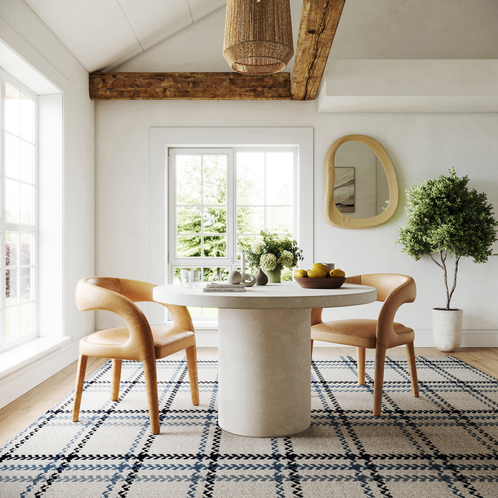 Rhona Plaid Woven Wool Custom Rug | Blue