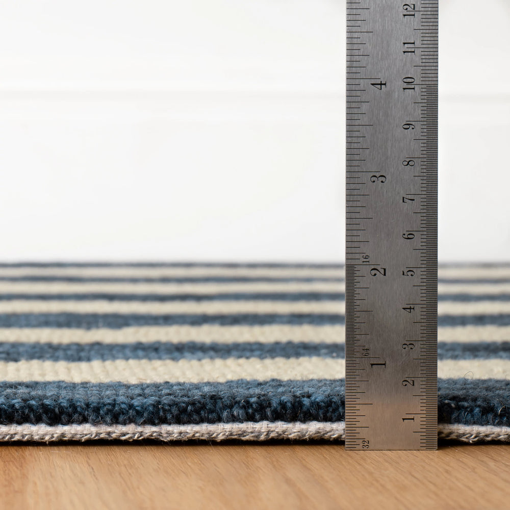 Silas Stripe Hand Micro Hooked Wool Rug | Navy