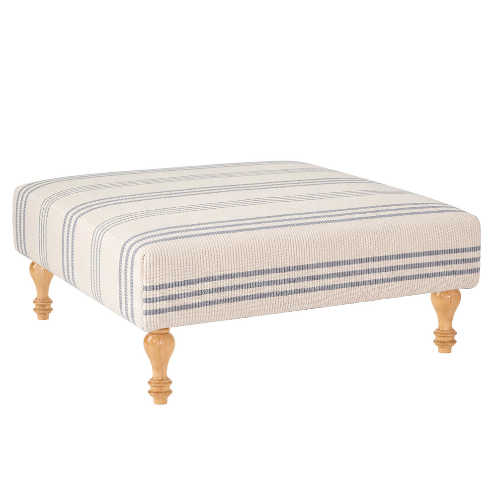 Swedish Stripe Rug Ottoman | Blue