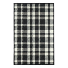 Houston Plaid Machine Washable Rug | Black