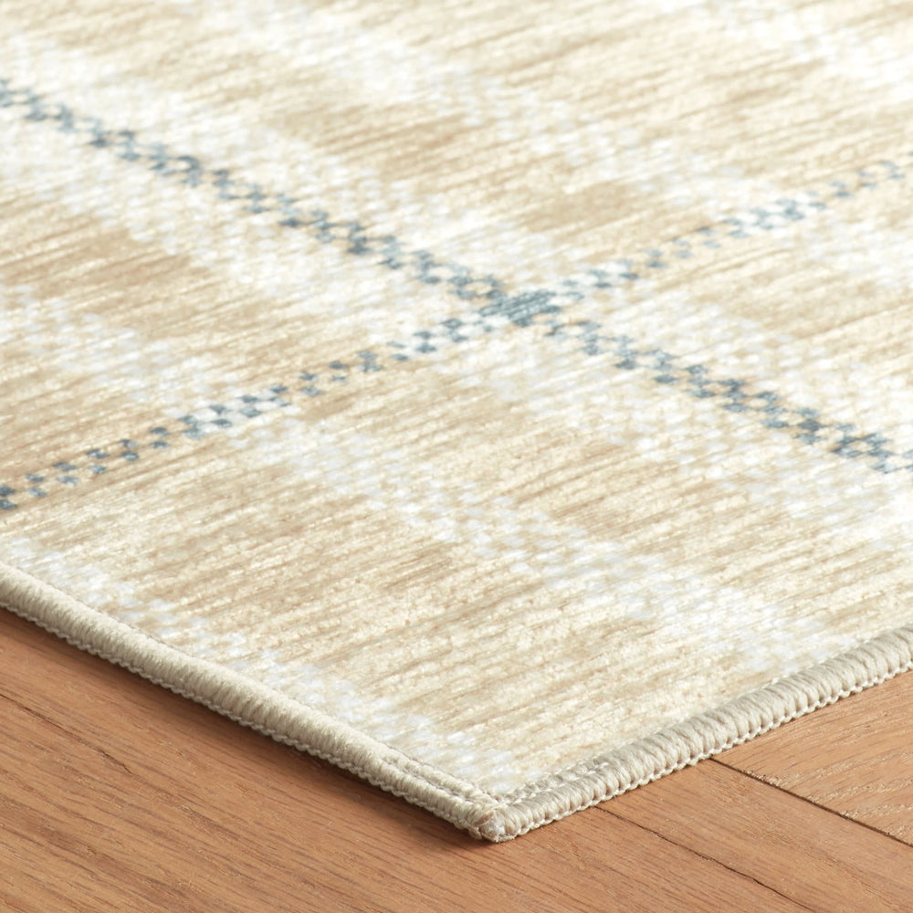Hallie Plaid Machine Washable Rug | Khaki