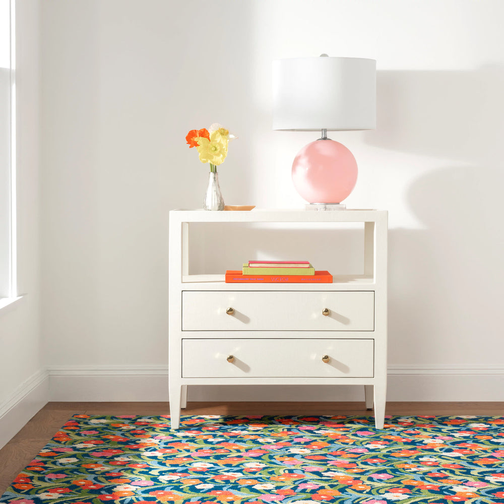 Playful Posies Hand Micro Hooked Wool Rug | Navy