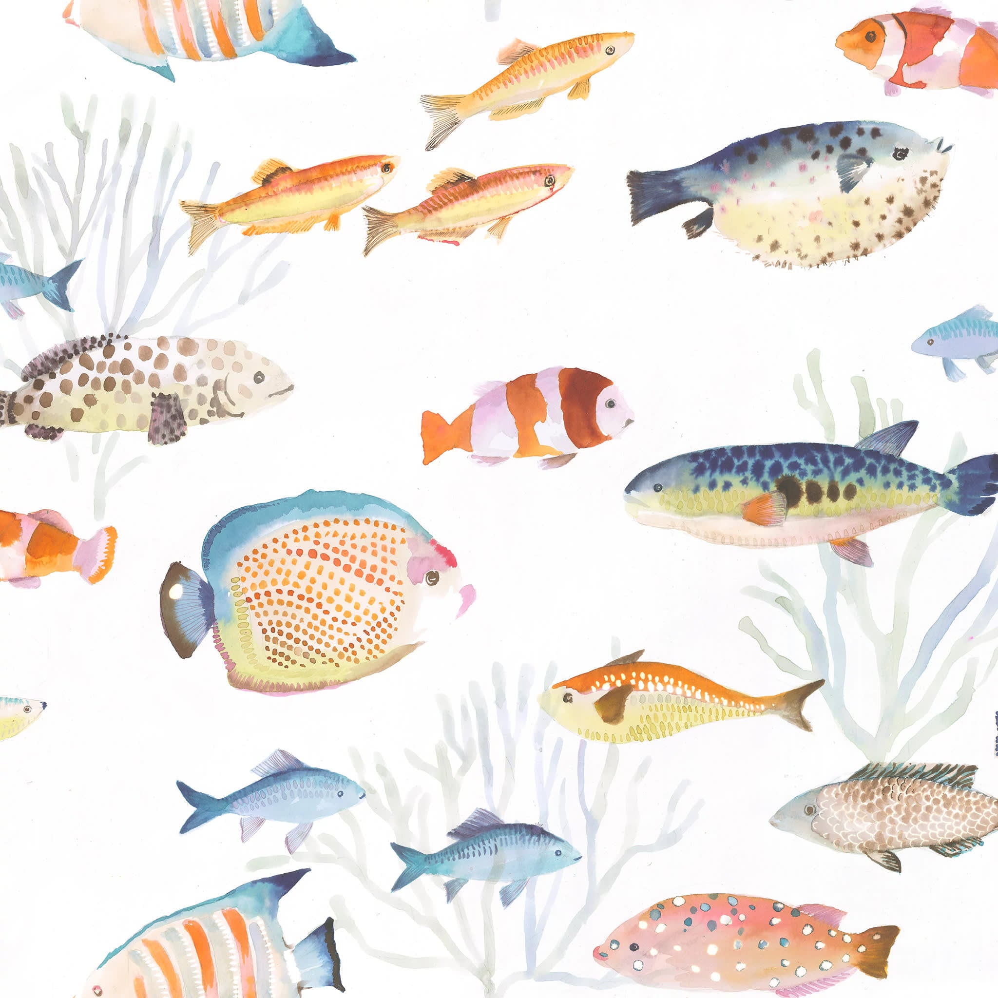 Happy Fish Wallpaper Swatch | Multi – Annie Selke