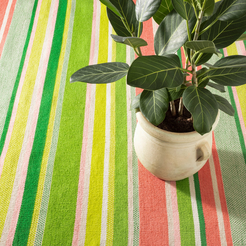 Seed Stitch Stripe Handwoven Indoor/Outdoor Rug | Watermelon