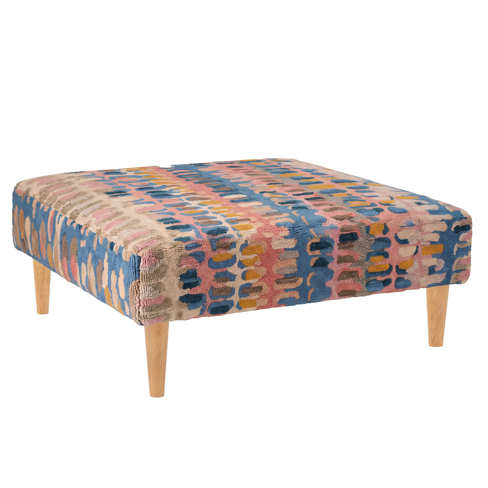 Paint Chip Rug Ottoman | Coral