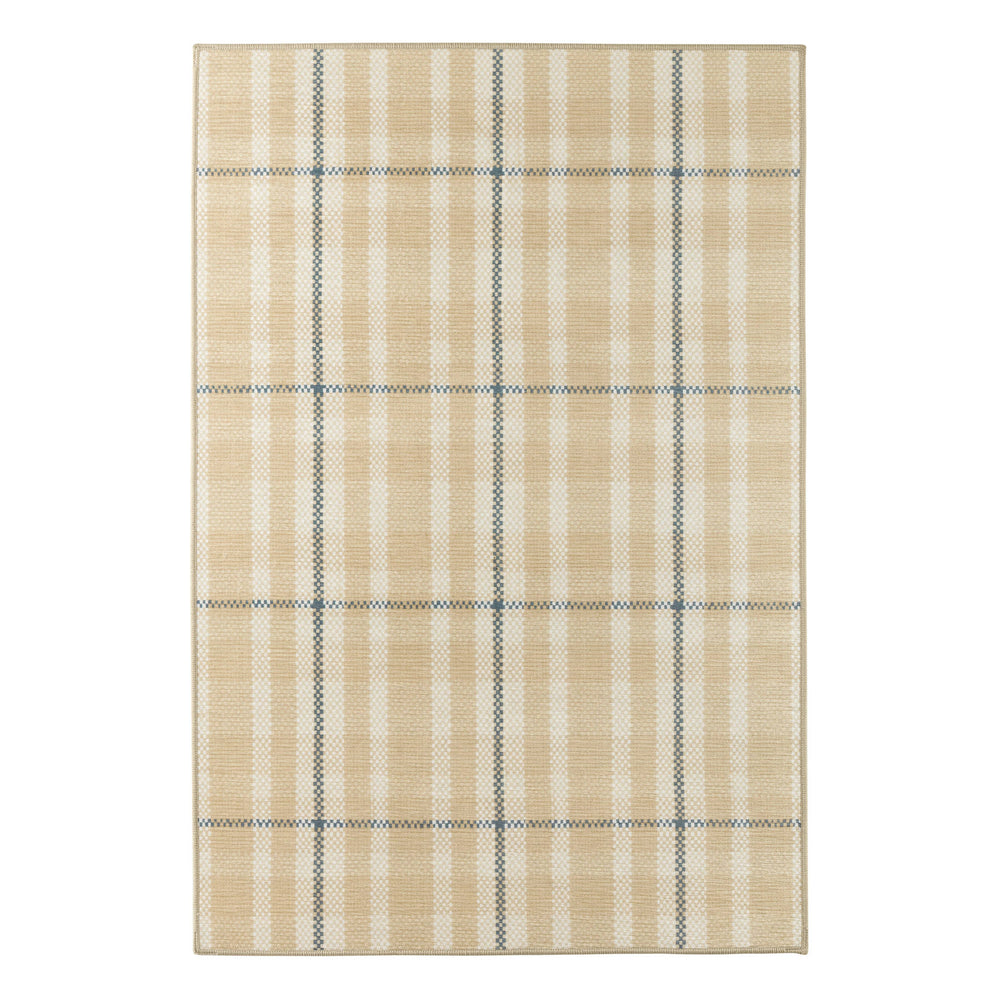 Hallie Plaid Machine Washable Rug | Khaki