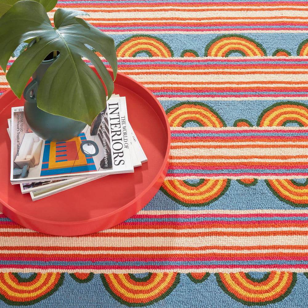 Button Hand Micro Hooked Wool Rug | Multi