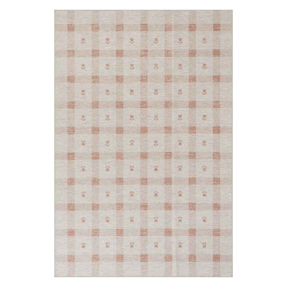 Gingham Machine Washable Rug | Blush