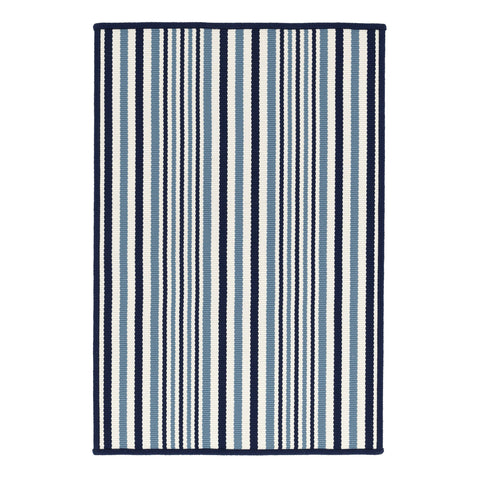 Lyndon Stripe Woven Indoor/Outdoor Custom Rug | Denim