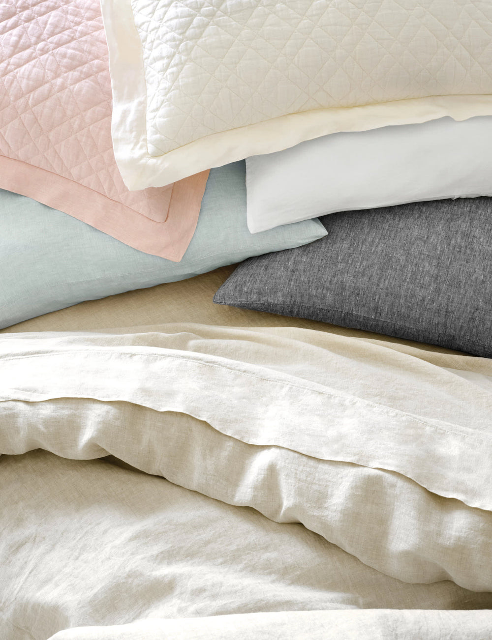 Washed Linen Quilted Sham | Slipper Pink
