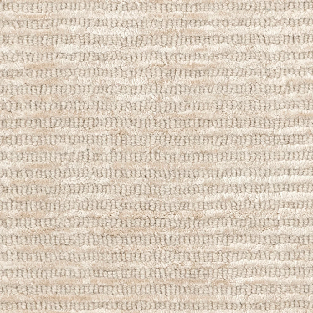Cut Stripe Hand Knotted Viscosewool Rug Swatch | Ivory