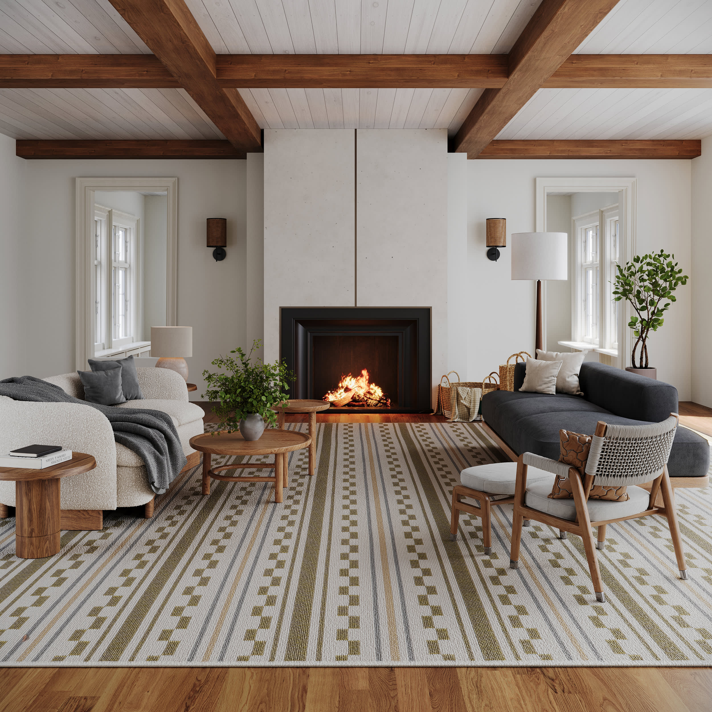 Caldera Modern Checkered Indoor/Outdoor Rug | Tan – Annie Selke