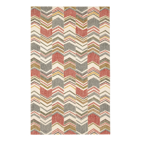 Zig Zag Hand Micro Hooked Wool Rug | Multi