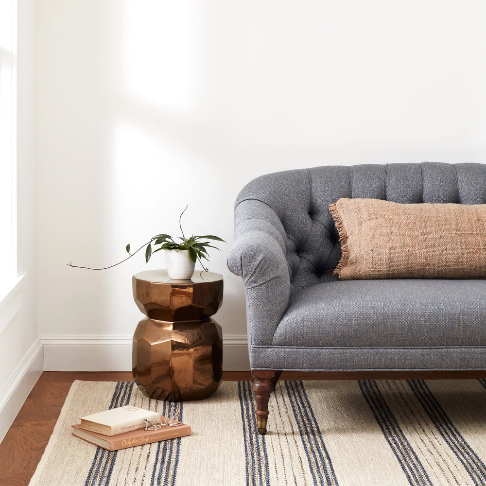 Cielo Stripe Handwoven Cotton Rug | Navy