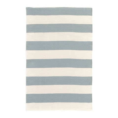 Catamaran Stripe Handwoven Indoor/Outdoor Rug | Light Blue/Ivory
