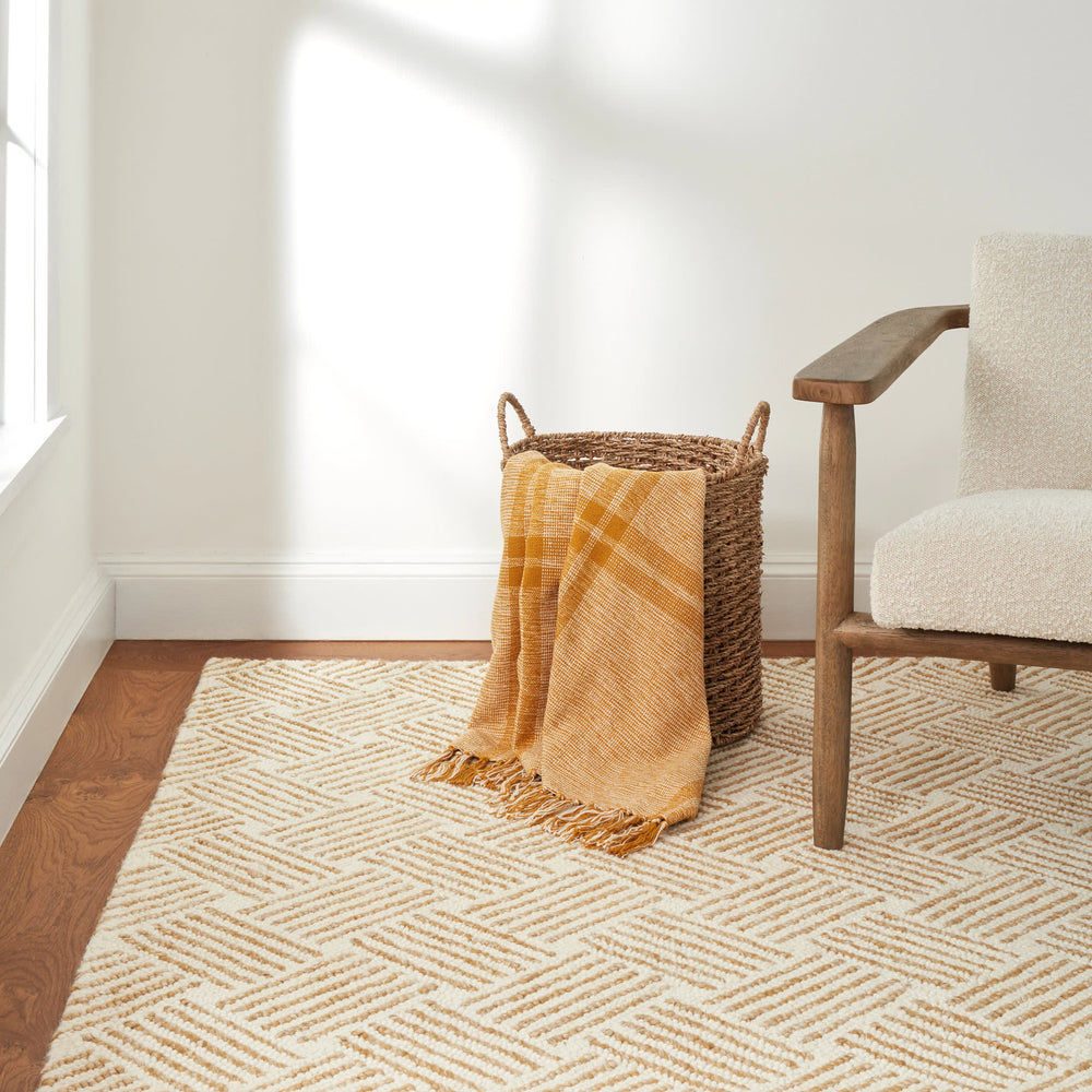 Layers Hand Hooked Wool Rug | Ochre