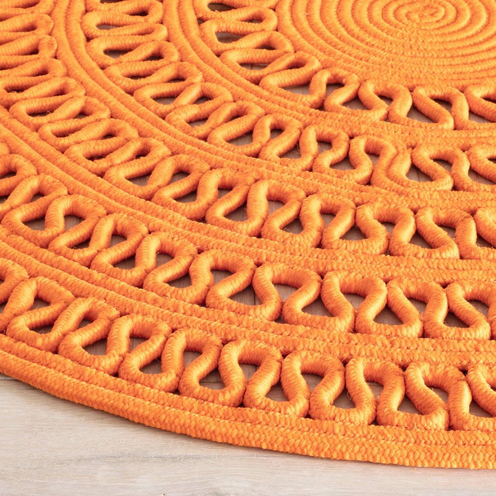 Bowline Handwoven Indoor/Outdoor Round Rug | Tangerine