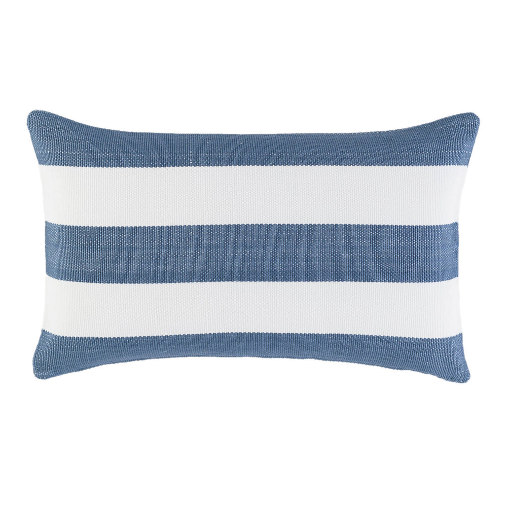 Catamaran Stripe Indoor/Outdoor Decorative Pillow | Denim/White