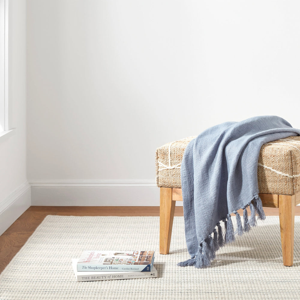 Evelyn Linen Throw | Pewter Blue