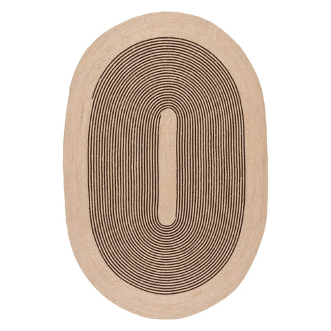 Mysore Hand-Braided Jute Oval Striped Rug | Dark Brown