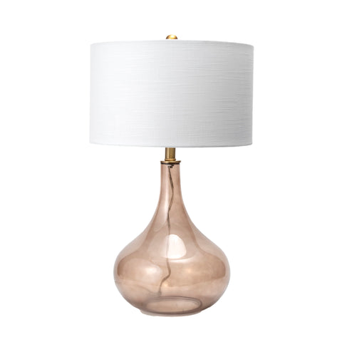26-inch Glazed Glass Gourd Table Lamp | Amber