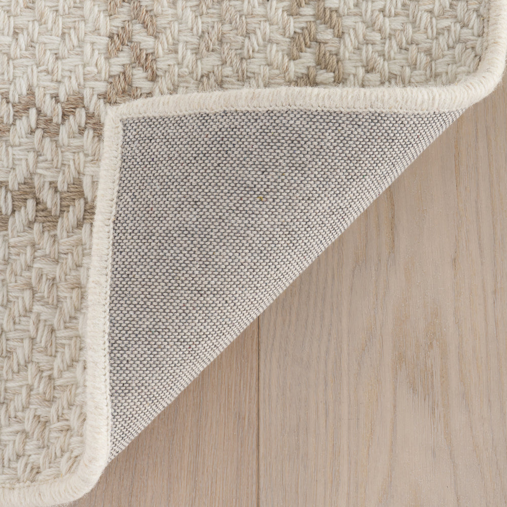 Rhona Plaid Woven Wool Custom Rug | Beige