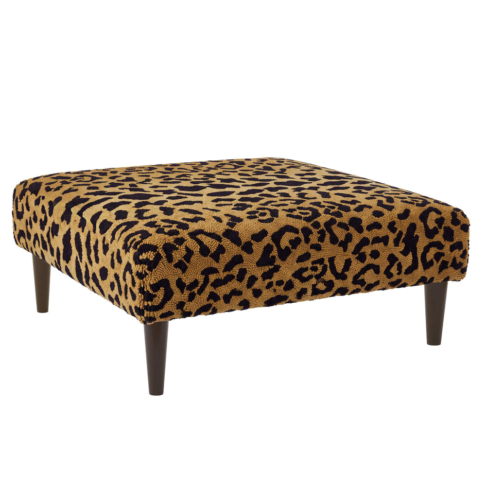 Leopard Rug Ottoman | Brown