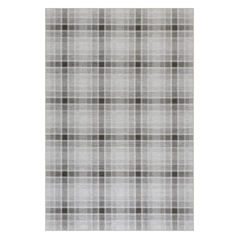 Andri Modern Plaid Machine Washable Rug | Black
