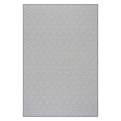 Vivi Chevron Woven Wool Custom Rug | Blue