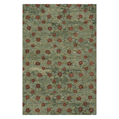 Genevive Modern Floral Wool Rug | Green