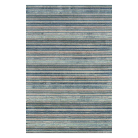 Brindle Stripe Hand Loom Knotted Wool Rug | Blue
