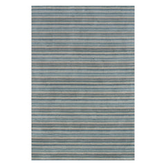 Brindle Stripe Hand Loom Knotted Wool Rug | Blue