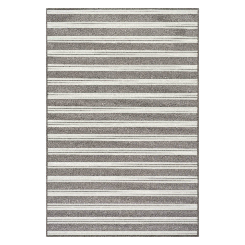 Meredith Wide Striped Indoor/Outdoor Custom Rug | Grey