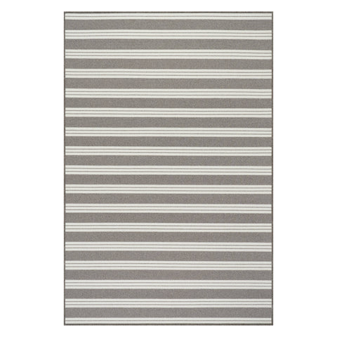 Meredith Wide Striped Indoor/Outdoor Custom Rug | Grey