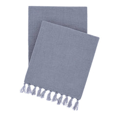 Evelyn Linen Throw | Pewter Blue