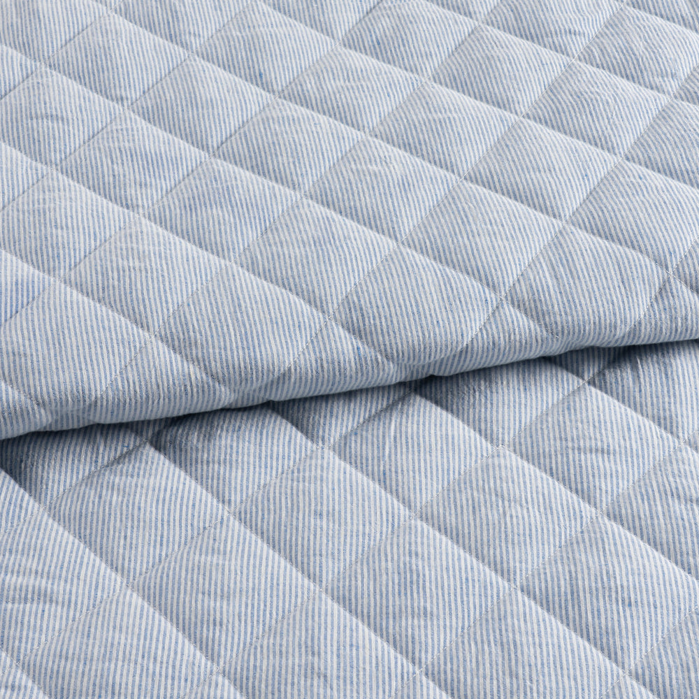 Parris Stripe Linen Quilt | French Blue