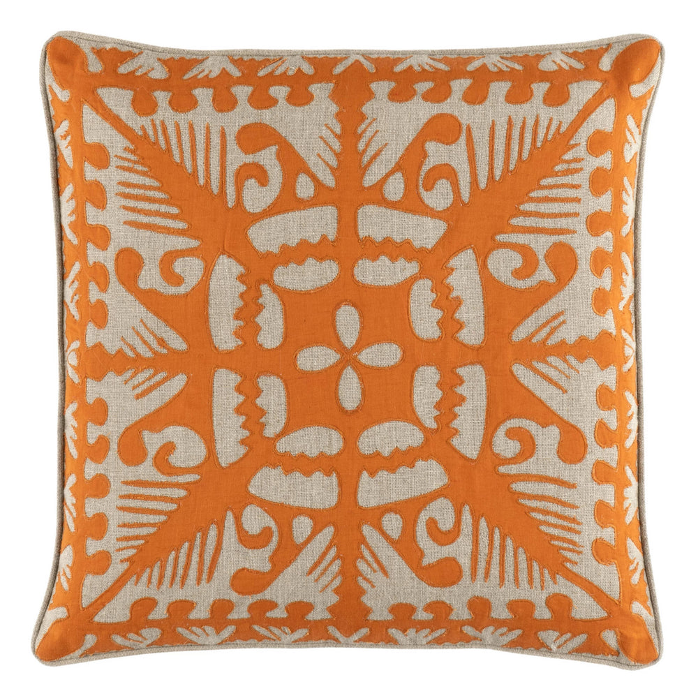 Knight Wood Linen Decorative Pillow Cover | Orange