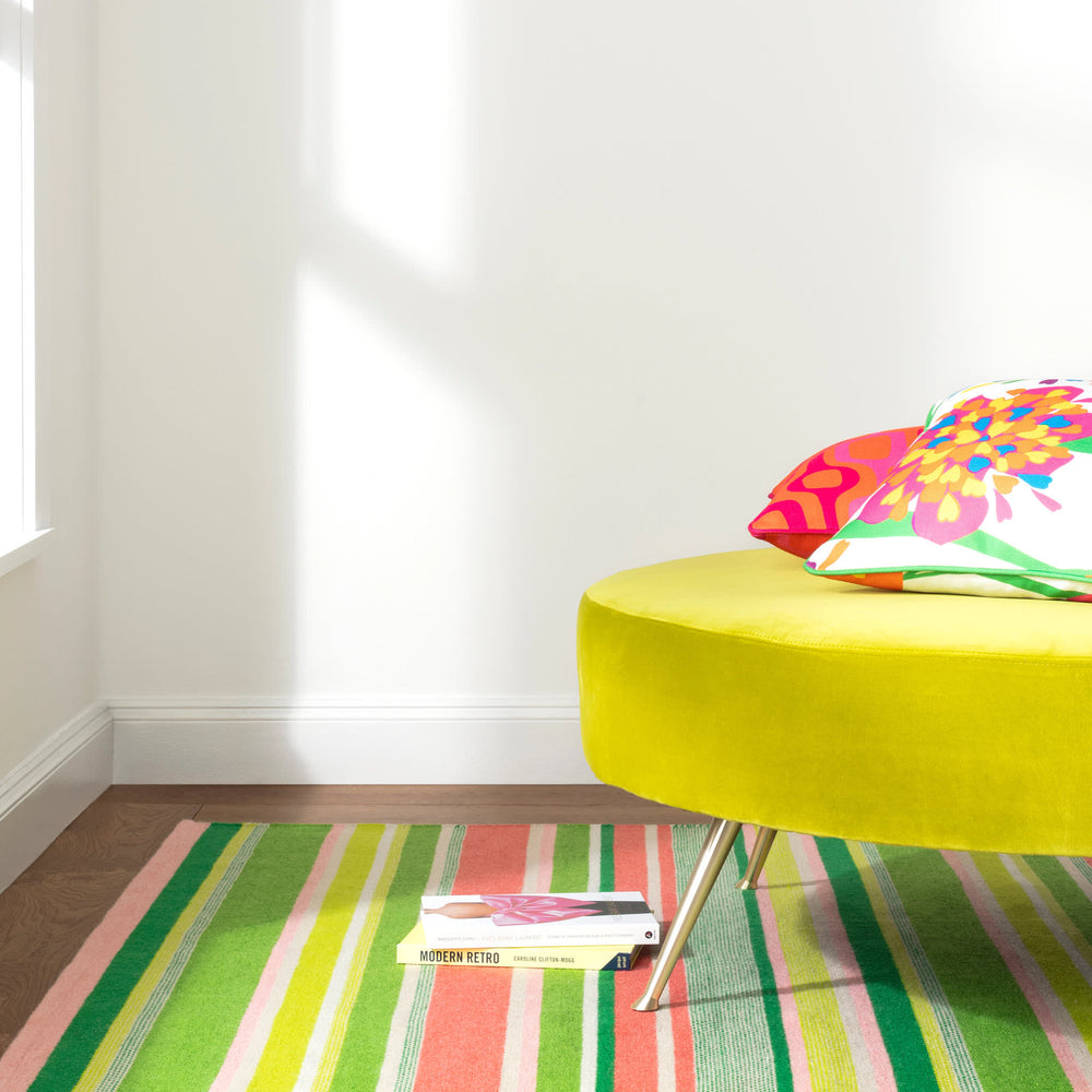 Seed Stitch Stripe Handwoven Indoor/Outdoor Rug | Watermelon