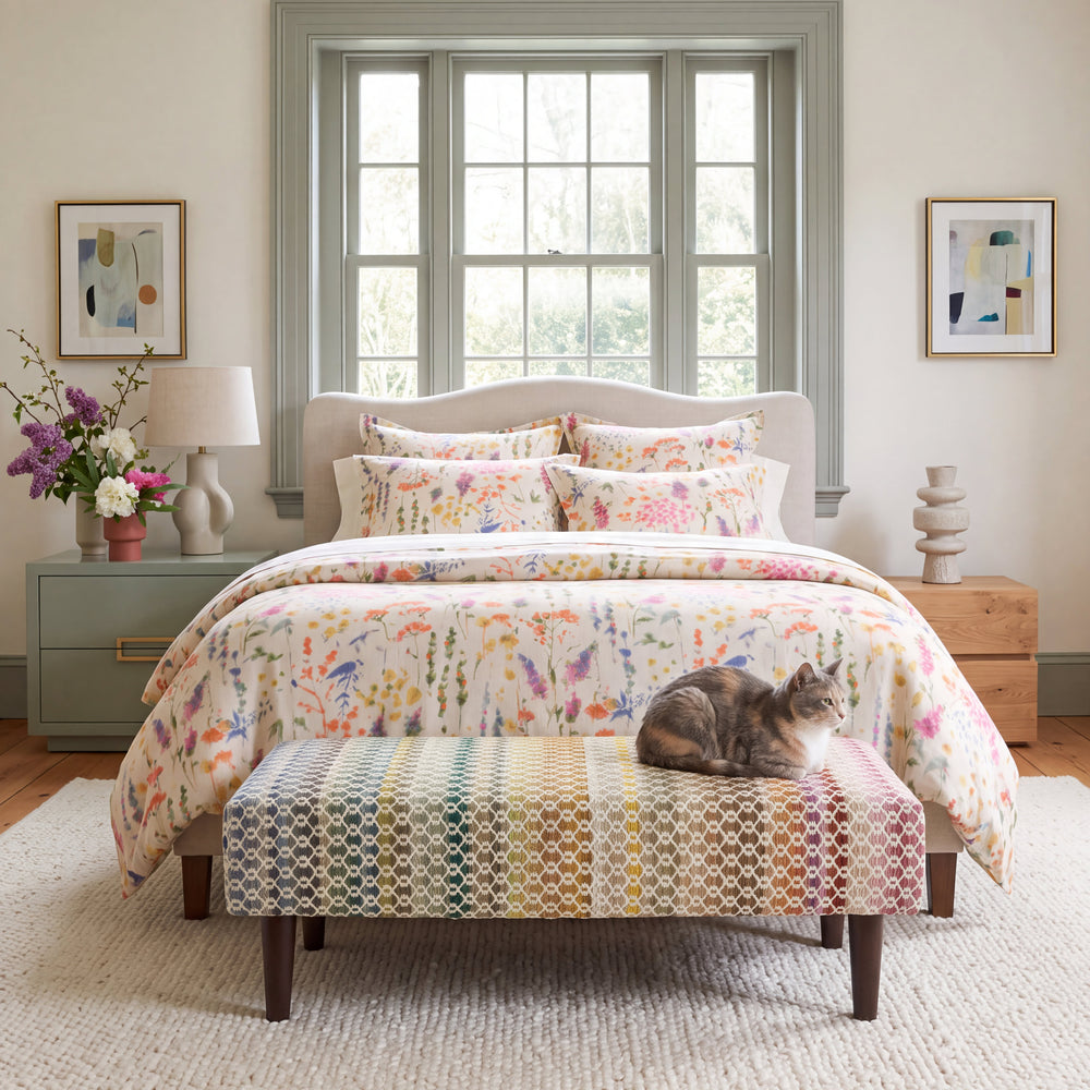 Poppy Multi Custom Rug Ottoman | Multi
