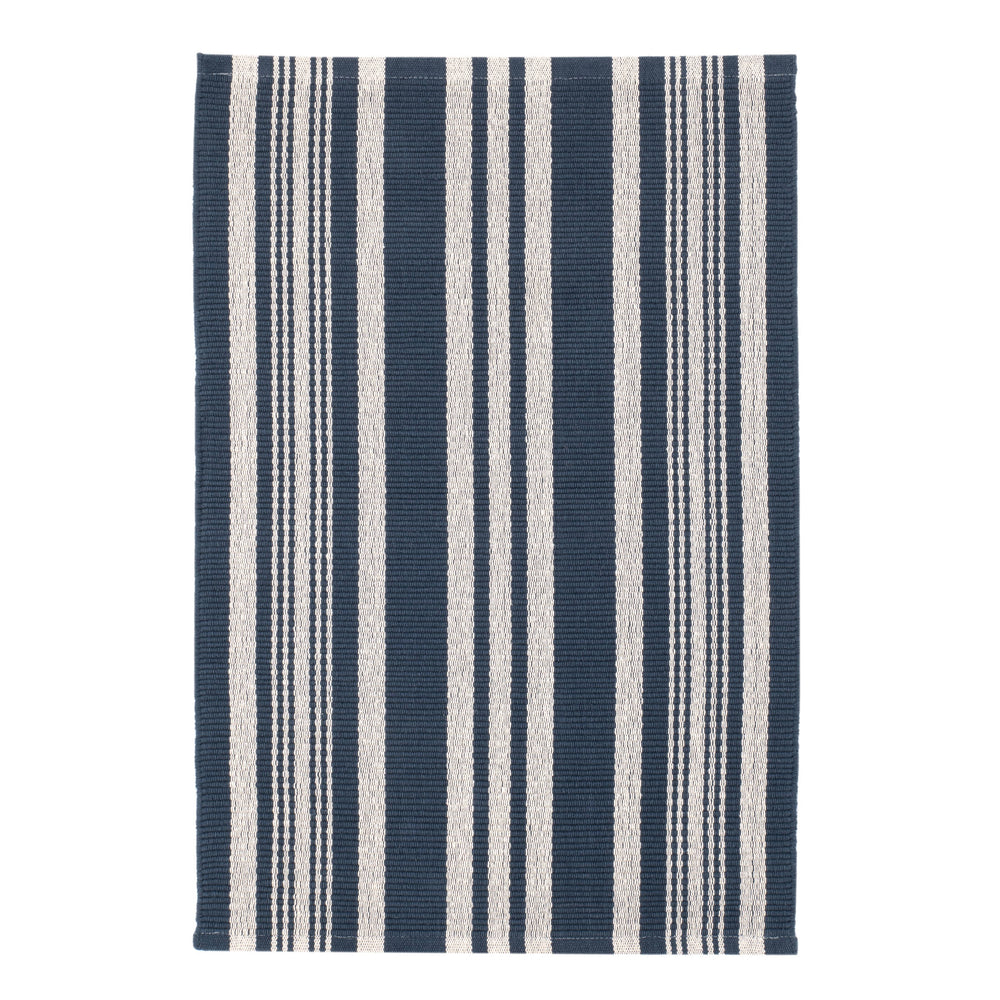 Irving Stripe Handwoven Cotton Rug | Navy