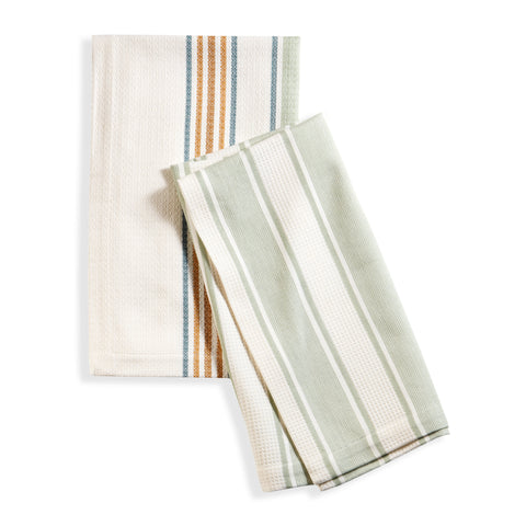 Oakes Stripe Tea Towel Set of 2 | Sage