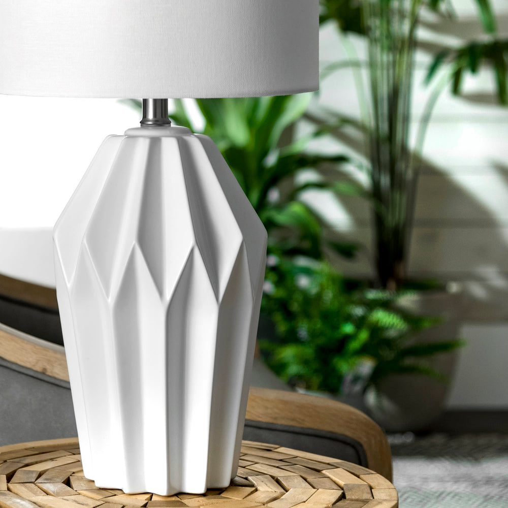 24-inch Cressida Ribbed Ceramic Table Lamp | White